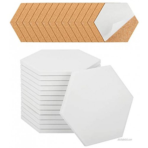 Ceramic Tiles for Crafts Coasters,14 Pack 4-Inches Unglazed Ceramic Coasters for Drinks with Cork Backing Pads,Use with Alcohol Ink or Acrylic Pouring Make Your Own DIY Coasters Hexagon