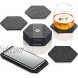 Coasters for Drinks Set of 9 Absorbent Felt Coasters with Double Holder and Unique Phone Coaster Premium Package Perfect Housewarming Gift Protects Furniture Hexagon Charcoal