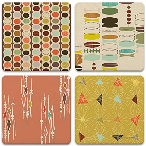 CoasterStone Absorbent Coasters 4-1 4-Inch Retro Modern Set of 4
