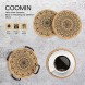 Coomin Cork Coasters 8 Pcs Extra Thick Cork Coasters with Holder Farmhouse Coasters for Coffee Table Wooden Table Heat-Resistant Coasters for Drinks