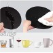 Drink Coasters Set of 6 Leather CoastersSpill Protection for Table Desk Durable and Non Slip Leather Coaster Fit Common Size Drinking Glass Coffee Cup Tea Cup Mug Round Black