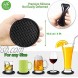 Drink Coasters Set of 6 Packs with Holder HFHOME Round Black BPA Free Silicone with Non-Slip Bottom Fits Any Size Cup Mug or Glasses Black