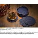 Enkore Drink Coasters Silicone Set of 6 Dark Indigo With Holder Stay Put With No Slipping Large Size Deep Condensation Trap Friendly to All Table Types and Kid Safe