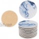 GOH DODD Absorbent Drink Coasters 8 Pieces Ceramic Mats Table Centerpieces Home Decor with Cork Backing and Holder Stand for Home Office Blue Marble Surface Pattern