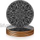 Leather Coasters for Drinks 4 Pack Coaster Set with Double Sided Mandala Design Grey