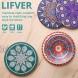 LIFVER Coaster Set of 8 for Drinks Absorbent with Holder Ceramic Coasters with Protective Cork Bottom Coasters for Drinks Table Office Desk and Nightstand Metal Holder 4 Inches