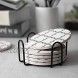 LIFVER Coasters for Drinks Set of 6 Absorbent Coasters with Holder Housewarming Gifts for Home Decor 4 Inches for Kinds of Cups Grey-line Style