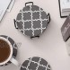 LIFVER Coasters for Drinks Set of 6 Absorbent Drink Coasters with Holder Housewarming Gift for Home Decor Ceramic Coasters with Cork Base for Mugs and Cups Lined Geometric Grey