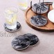 LIFVER Coasters with Holder Set of 6 Coasters for Drinks Absorbent Stone Black Marble Style Ceramic Drink Coaster for Tabletop Protection