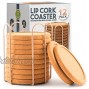 Lip Cork Coasters with Gold Holder | Absorbent Table Rustic Drink Round Cork Suitable for Bar Outdoor and Indoors | Furniture Protectors Fits for Cup Glass Mugs for Beer Wine Cocktail with Caddy