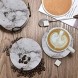 Loyalpart Ceramic Coasters Set of 6 Coasters for Drinks Absorbent Marble Coasters with Cork Base for Wooden Table Thirstystone Bar Coaster with Holder for Cups Farmhouse Coasters for Coffee Table