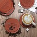 Loyalpart Coaster Leather Coasters for Drinks with Holder for Wooden Table Absorbent Bar Coster for Coffee Table House Warming Presents for Women Funny Farmhouse Brown Costers for Cups & Mugs Set of 6