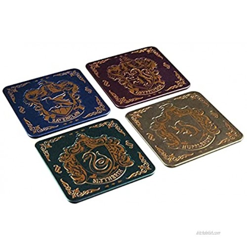 Paladone Harry Potter Coasters for Drinks Hogwarts Crest Design Premium Metal Drink Coasters