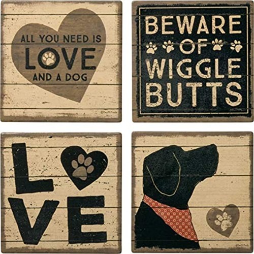 Primitives by Kathy 39365 Stoneware Coasters Love and a Dog