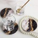 RoomTalks Black and Gold Marble Coasters for Drinks Absorbent 4PCS Modern Abstract Ceramic Coaster Set Cork Back Glitter Faux Metallic Rock Stone Coasters for Wooden Coffee Table Black 4 Pieces