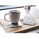 Rustic Wood Drink Coasters with Holder in White Floral Print  Set of 6 Square
