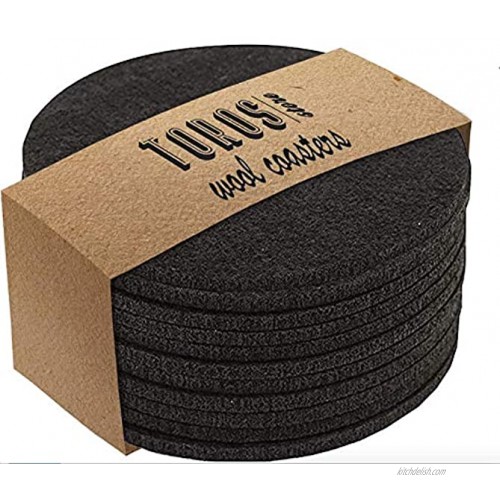 Set of 12 Felt Drink Coasters 4x4 inches Round Coaster for Drinks Absorbent Thick Coasters for Glasses Premium Cup Mats Protect Furniture from Heat Stain Scratches and Condensatio