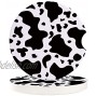 SODIKA Small Car Coasters 2 Pack 2.56 Absorbent Stone Coasters Ceramic Car Cup Coaster Drink Cup Holder Coasters Cow Print Animal Themed Black and White