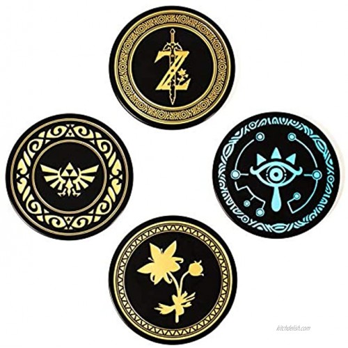 The Legend of Zelda Metal Coasters Tinplate | Set of 4 | Unique Retro Gaming Gift | Ideal for Dining Table | Premium Quality Cup  Glass  Drinks Coasters