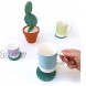 TriPro Original Coasters Set of 6 Pieces with Creative Cactus Shaped Design for Holiday Gift & Home Decoration