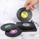 Vinyl Record Coasters for Drinks Retro Disk Coaster with Holder for Wooden Table Colorful Decor Music Decorations for Home Beer Cup Mat for Coffee Table Bar Items Set of 6