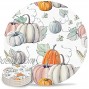 Watercolor Pumpkin Coasters for Drinks Absorbent Ceramic Stone Coaster Set with Cork Base Watercolor Pumpkins Happy Thanksgiving Halloween Recipe Fall Table Cup Coaster for Home Decor Set of 4