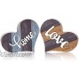 2 Pieces Rustic Wooden Sign Heart-Shaped Wooden Decoration Wooden Wall Decor Multicolor for Bedroom Kitchen Living Room Table Centerpiece Words Home Love