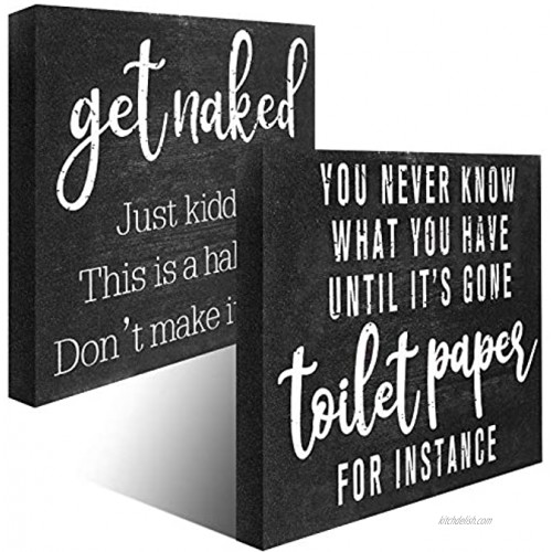2 Pieces You Never Know What You Have Until It's Gone Toilet Paper Sign Get Naked Funny Bathroom Sign Bathroom Wall Sign Decor Half Bathroom Wooden Sign Rustic Bathroom Toilet Plaque 4 x 5 Inch