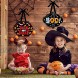 4 Pieces Halloween Felt Hanging Signs for Wreaths Happy Halloween Trick or Treat Wall Plaque Signs Pumpkin Witch Ghost Black Cat Bat Wall Decor Halloween Welcome Signs for Halloween Party Home Door