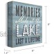 Barnyard Designs 'Memories at The Lake Last a Lifetime' Box Wall Art Sign Primitive Country Lake Home Decor Sign with Sayings 8 x 8
