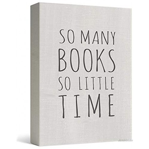 Barnyard Designs 'So Many Books So Little Time' Wall Art Box Sign Primitive Country Home Decor Sign with Sayings 6 x 8
