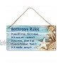 Beach Bathroom Decor 12″x6″ PVC Plastic Wall Decoration Hanging Sign Water and Humidity Proof Bathroom Rules Seashell Bathroom Decor Beach Bathroom Decor and Accessories Starfish …