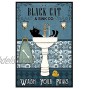 Black Cat ，Wash Your Paws Retro Metal Tin Sign Vintage Aluminum Sign for Home Coffee Wall Decor 8x12 Inch