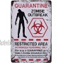 Flytime Warning Restricted Area Quarantine Zombie Outbreak Vintage Tin Signs Retro Metal Plate Wall Decor Funny Coffee Bar Signs 8X12Inch