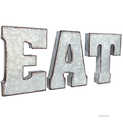 Galvanized EAT Sign Rustic Metal Letters Free Standing Decorative Sign Wall Decor