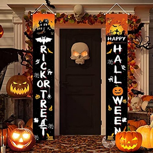 Halloween Decorations Outdoor Indoor Trick OR Treat Halloween Porch Banners for Door Decor,72.4”x11.14”Large Hanging Banners Porch Signs for Home Yard Farmhouse Garden Holiday Party Decoration.