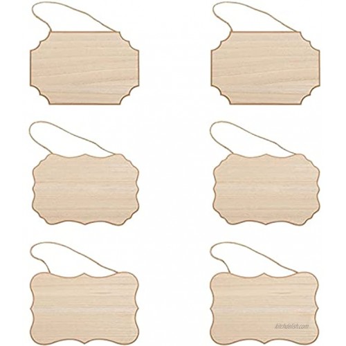 Juvale Unfinished Wood Plaques for Crafts Blank Wooden MDF Hanging Signs 9 x 6 in 3 Designs 6 Pack