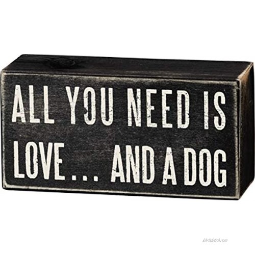 Primitives by Kathy 16347 Classic Box Sign 5 x 2.5-Inches Love And A Dog