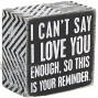 Primitives by Kathy 23238 Chevron Trimmed Box Sign 3 x 3-Inches I Love You