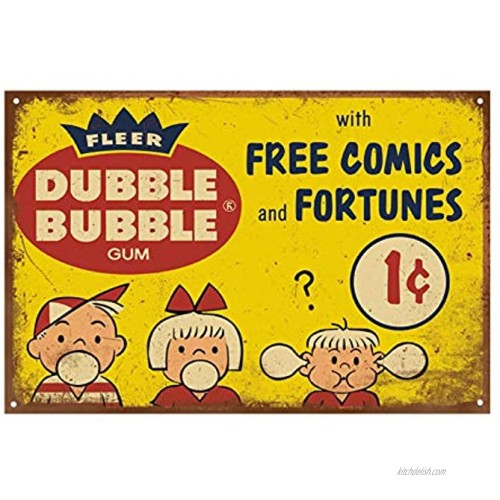 Tin Signs Retro Reproduction Bubble Gum Advert Funny Vintage Decor for Home Bar Room Diner Garage Kitchen 8x12 Inches