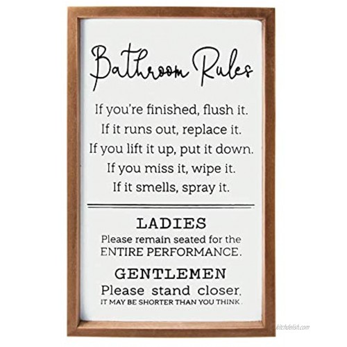 VILIGHT Bathroom Rules Sign Farmhouse Toilet Decorations Restroom Wall Decor Funny Gift for Men and Women Vertical 16x9.5 Inches