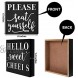 Youyole 2 Pieces Farmhouse Funny Bathroom Signs Hello Sweet Cheeks Wooden Signs Please Seat Yourself Wooden Plaque 6 x 6 Inch Black Wooden Box Sign with Funny Saying for Home Decoration