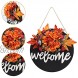 12'' Fall Wreaths for Front Door Fall Wreath Porch Decor Hanger Welcome Sign Fall Wreath Flower Decoration Wreath Home Decor