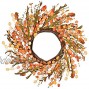 22Inch Artificial Fall Floral Wreath Berry and Autumn Leaves Wreath Front Door Wreath for Home Kitchen Thanksgiving Decor