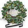 Beautiful 20-inch Eucalyptus Wreath with Wreath Hanger- Quality Front Door Wreath- Realistic Green Wreath with Welcome Sign- Well Made Outdoor Wreath- Front Door Decor- Summer Wreath- Farmhouse Wreath