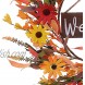Fall Flower Wreath,20” Artificial Autumn Wreath with Burgundy Orange Yellow Daisies Fall Front Door Wreath with Wooden Welcome Sign for Home Farmhouse Decor and Thanksgiving Day Celebration