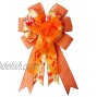 Fall Wreath Bow Large Thanksgiving Wreath Bow Orange Burlap Maple Leaves Pattern Gift Bow Tree Topper for Fall Thanksgiving Halloween Christmas Front Door Wreath Home Indoor Outdoor Decorations