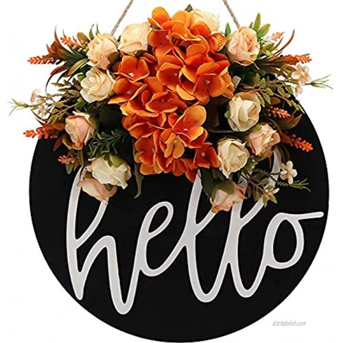 Fall Wreaths for Front Door Decor Hello Welcome Sign for Front Door Spring Summer Fall Wreath Farmhouse Wall Decor Wooden Hello Sign for Wreath Rustic Door for Front Porch Welcome Home Sign Decor A