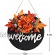 Fall Wreaths Hanging Sign Decor for Front Door Round Wood Welcome Signs for Front Porch Farmhouse Rustic Hydrangea Wreath Home Wall Decor