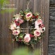 Floral Wreath Door Wreath Artificial Peony Wreath for Front Door 15''-16'' Front Door Decorations Wall Decor